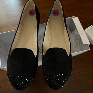 Nine West Carmina Black Sparkly Toes Flats
